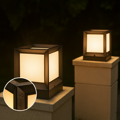 Außenpostenleuchte mit modernem schwarzem Rahmen