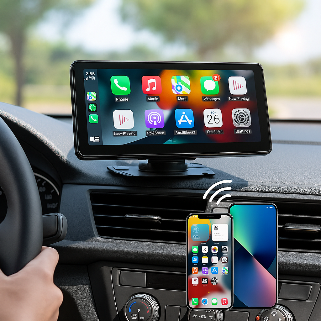 Kabelloses Auto-Display mit Touchscreen-Navigation