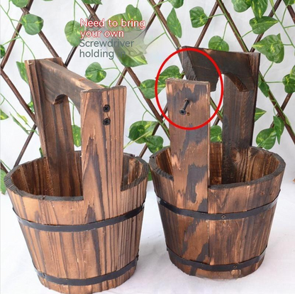 Holz Eimer Pflanzkübel im Fässer-Design für Garten und Terrasse – Dekorative Blumentöpfe aus Holz