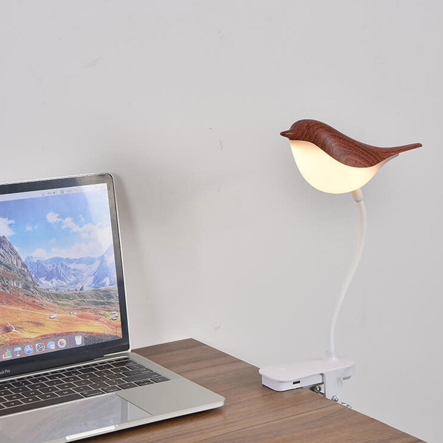 Garduru Nordic LED Tischlampe | USB-Ladung | Nachtlicht mit Vogelclip | Modernes Design