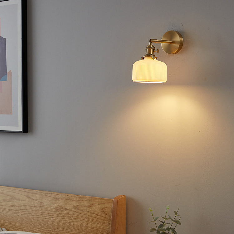 Garduru Moderne Wandlampe | Minimalistische Keramik-Wandleuchte | Streifendesign | Ambientebeleuchtung