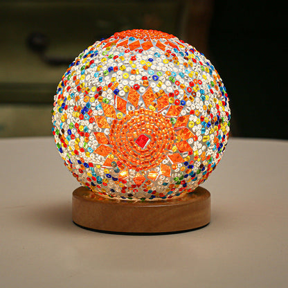 Luminara - Sphärische LED-Dimmbar-Glas-Barock-Tischlampe Mosaik 3,9"