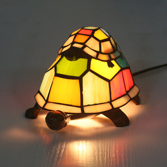 Garduru Tiffany-Stil Schildkrötenlampe | Handgefertigte Glas-Tischleuchte | Stimmungslicht | Nachtlicht | Dekoratives Wohnaccessoire