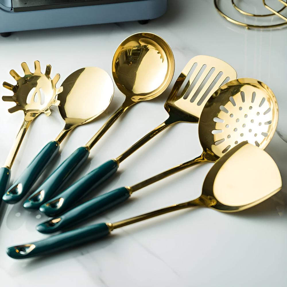 Goldenes Edelstahl Besteckset