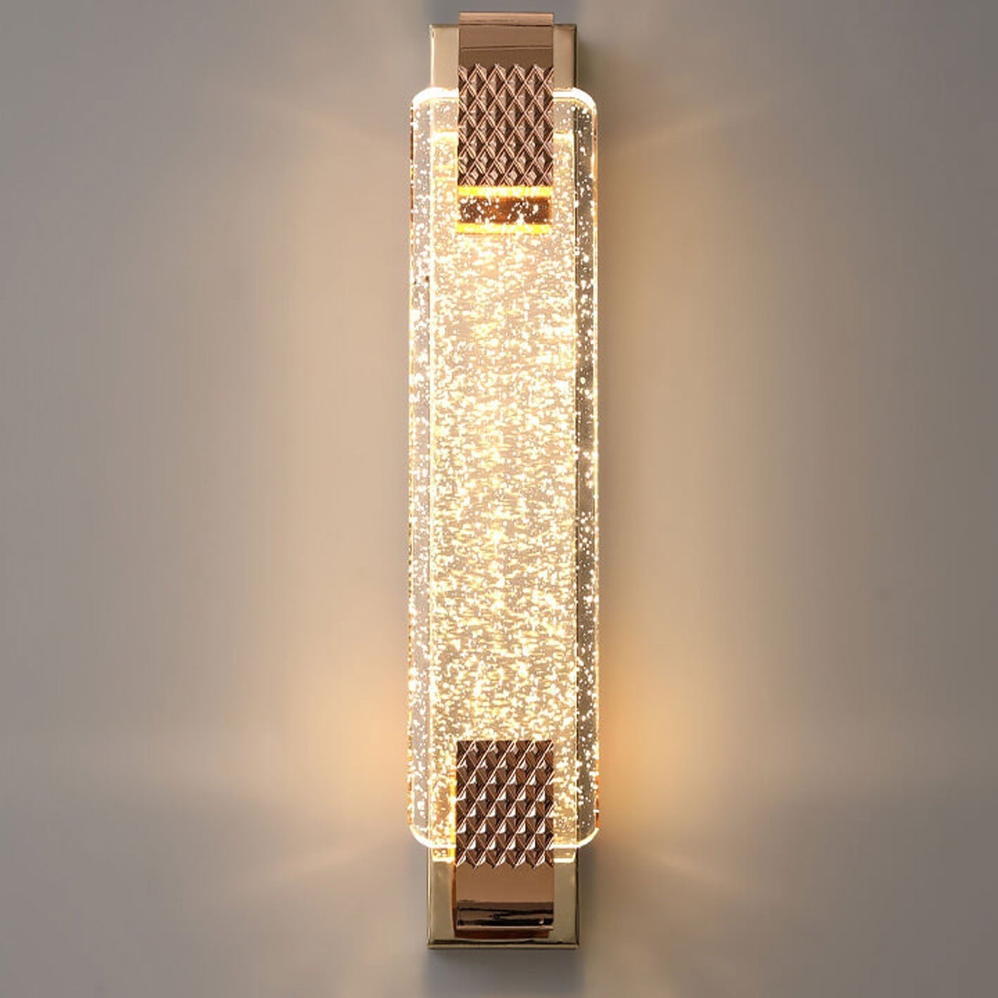 Garduru Luxuriöse LED Wandlampe | Rechteckig | Kristallblase Design | Elegantes Licht für Zuhause | Deko | Moderne Wandleuchte