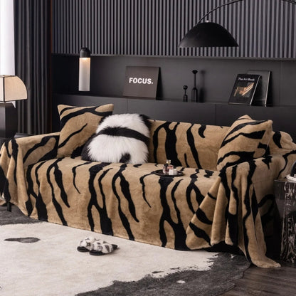 Wild Stripes Zebra Fleece Sofa Bezug