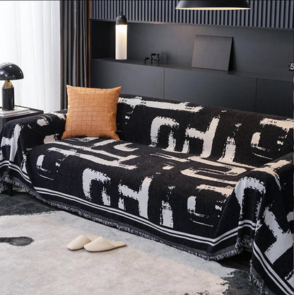 Monochrome Chic Chenille Sofa/Couch Wurfdecke