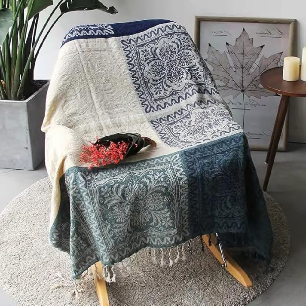 Floral Quasten Strick Bohemian Decke
