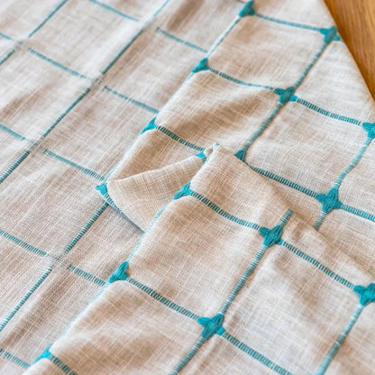 Türkise Gitter Boho Quasten Vorhang