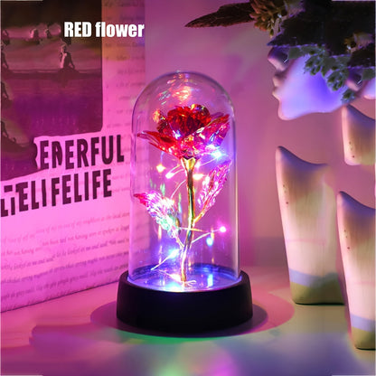 Garduru - Romantische Rosenblüten Lampe mit Lila Blume für Deko & Geschenk