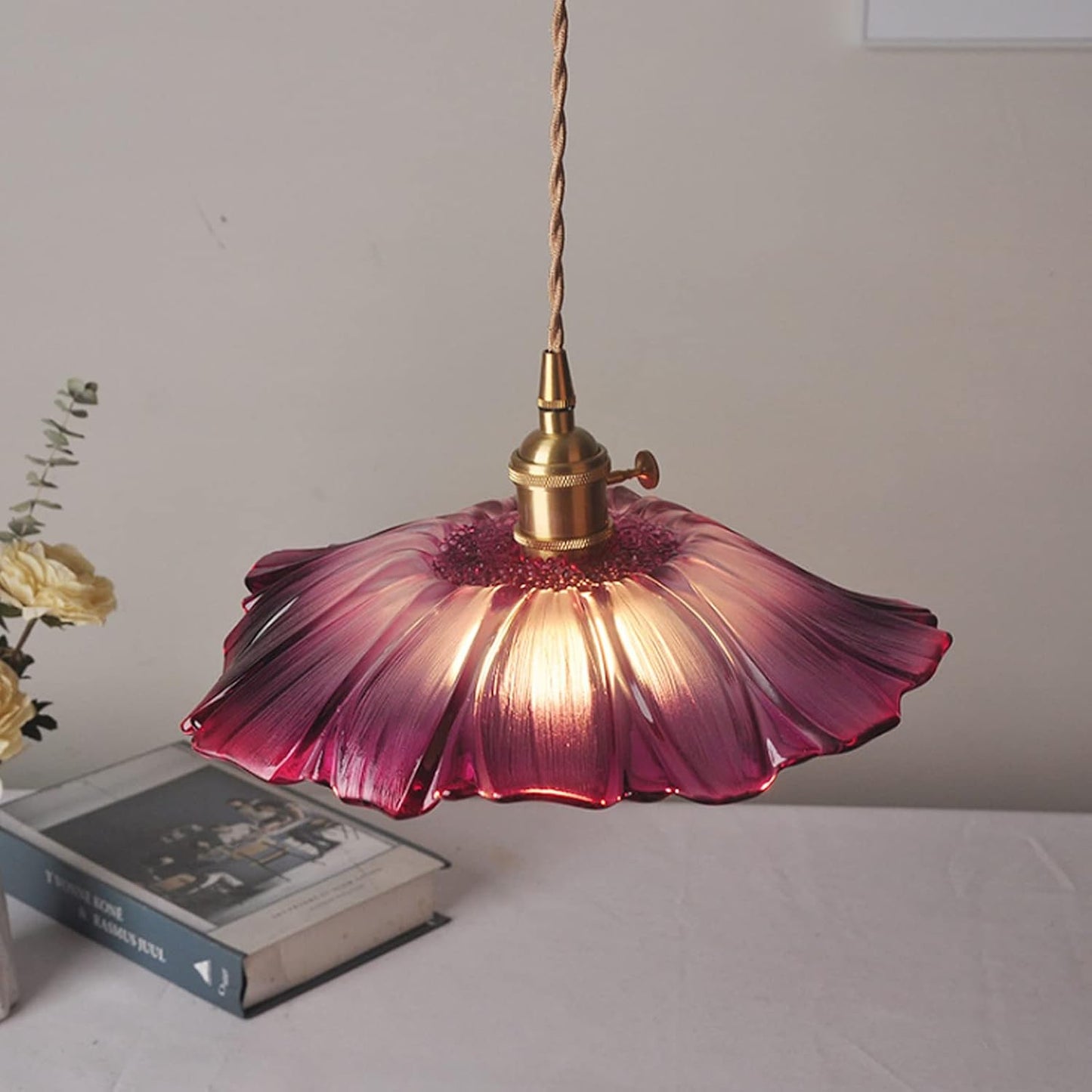 Vintage Florale Glas Pendelleuchte für das Esszimmer - Elegantes Retro-Design zur Beleuchtung Ihres Raumes