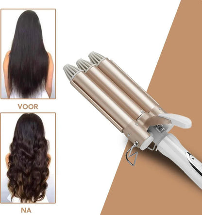 Triple Barrel Lockenstab für definierte Wellen und Locken