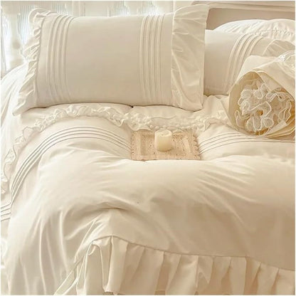 Viktorianisches Rüsch Falten Bettwäsche Set