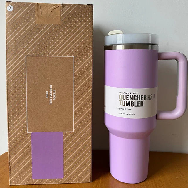 40 Oz Isolierter Edelstahl Reisebecher mit Henkel, Auslaufsicherem Deckel & Strohhalm