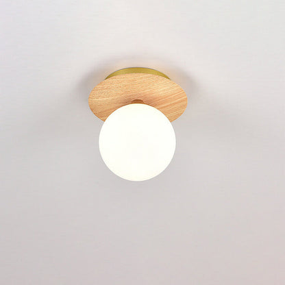 Garduru Minimalistische Deckenleuchte | Glas & Holzoptik | Semi-Flush-Mount | Japanisches Design