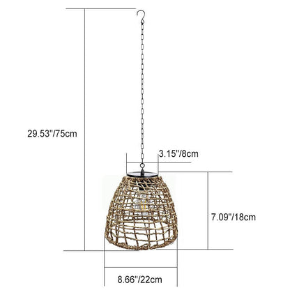 Garduru Solar Hängelampe | Eisen- und Rattandesign | Wetterfest | LED Beleuchtung | Für Terrasse & Garten