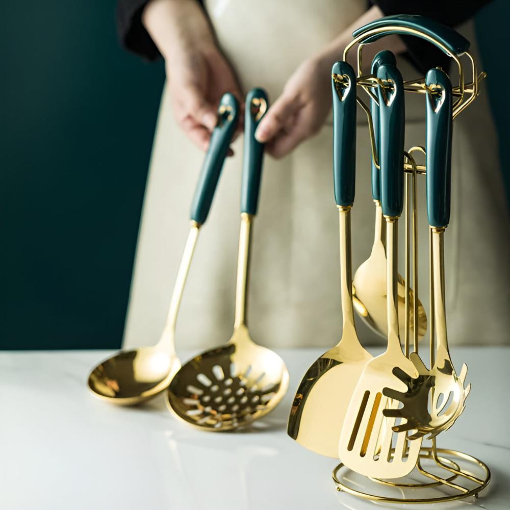 Goldenes Edelstahl Besteckset