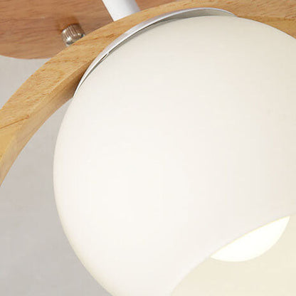 Garduru Minimalistische Japanische LED Deckenleuchte | Holzdesign | Runde Semi-Flush Beleuchtung | Elegantes Wohnambiente