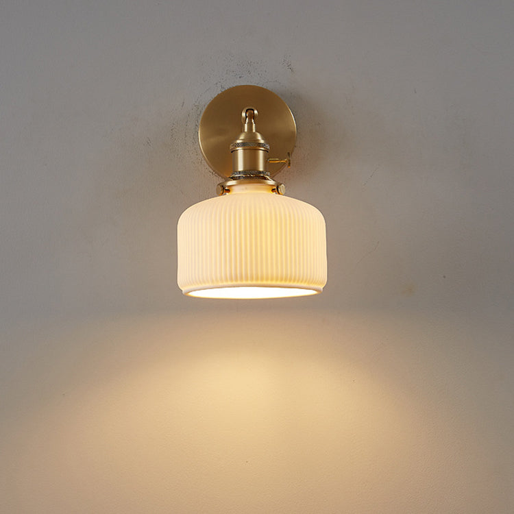 Garduru Moderne Wandlampe | Minimalistische Keramik-Wandleuchte | Streifendesign | Ambientebeleuchtung