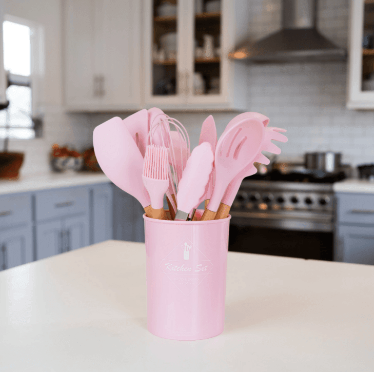 ChefMate – Vielseitiges Silikon Kochgeschirr Set mit Holzgriffen