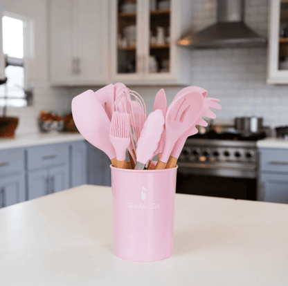 ChefMate – Vielseitiges Silikon Kochgeschirr Set mit Holzgriffen