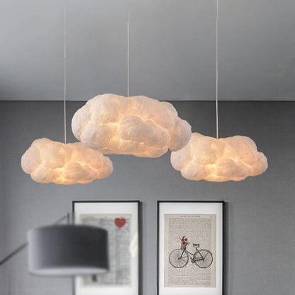 Garduru | Designer Cloud LED Hängelampe PVC/Baumwolle Weiß Schlaf-/Ess-/Wohnzimmer