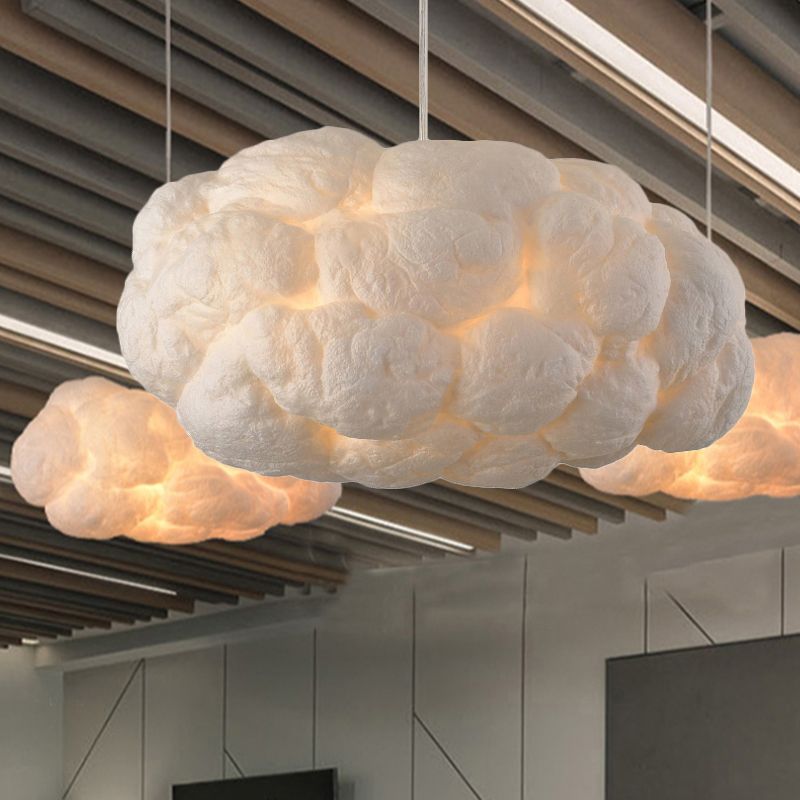 Garduru | Designer Cloud LED Hängelampe PVC/Baumwolle Weiß Schlaf-/Ess-/Wohnzimmer