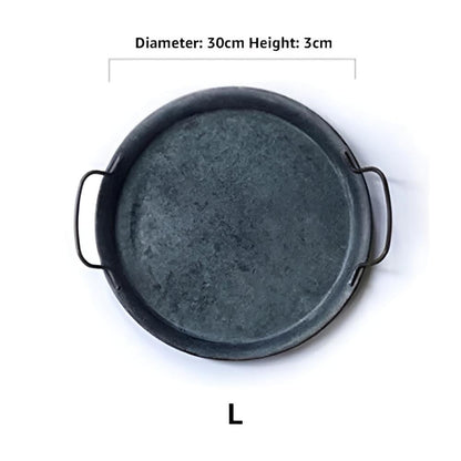 Retro Runde Metall Abendessen Serviertabletts