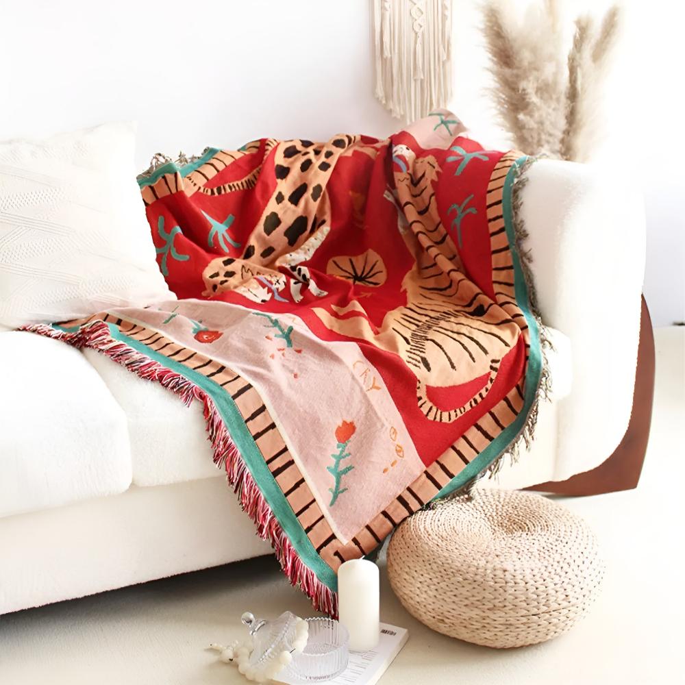 Leopard gewebte Quasten-Decke