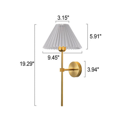 Garduru Vintage Wandlampe | Plissee-Stoffschirm | Eleganter Arm | Klassische Beleuchtung