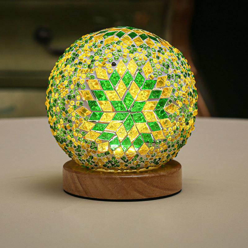 Luminara - Sphärische LED-Dimmbar-Glas-Barock-Tischlampe Mosaik 3,9"