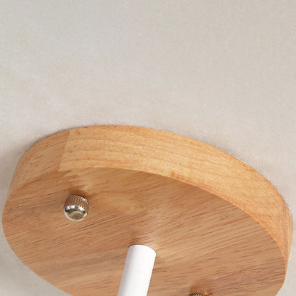 Garduru Minimalistische Japanische LED Deckenleuchte | Holzdesign | Runde Semi-Flush Beleuchtung | Elegantes Wohnambiente