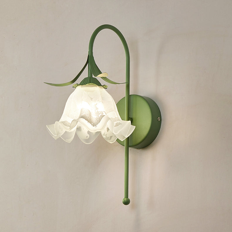 Garduru Wandlampe Nordic Vintage Design | Kürbisglas | Florales Muster | 1-Flammig | Wandleuchte