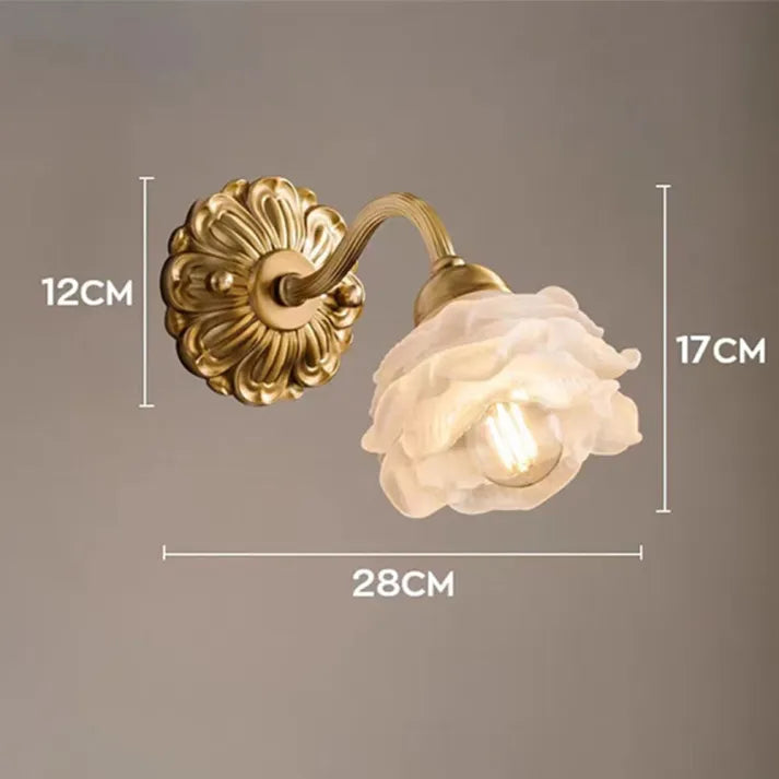 Garduru Kupfer Blütenblatt Wandlicht – Elegante florale Glaswandlampe