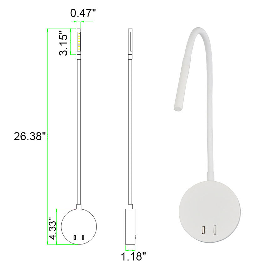 Garduru USB LED-Wandleuchte | Wiederaufladbar | Flexibler Silikon-Spot | Leselampe | Modernes Design