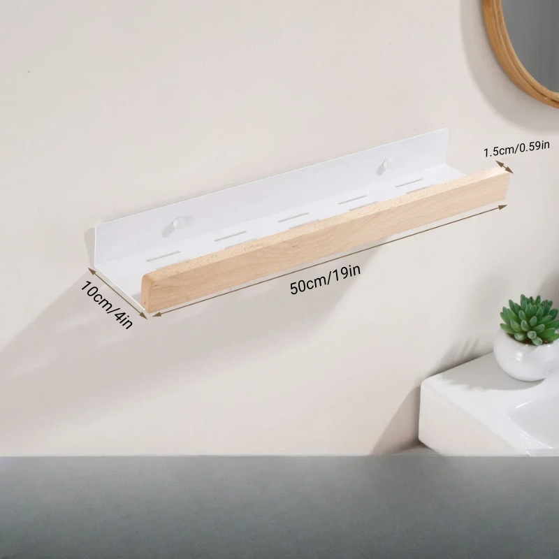 Wandmontierte Massivholz-Aluminium-Lagerregal Badezimmer Organizer Regal