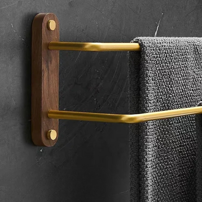 Aluminium- und Holz-Multifunktions-Badezimmer-Handtuchstange-Handtuchhalter