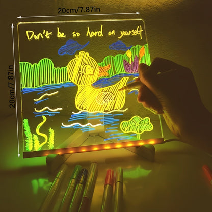 USB LED Notizbrett mit 12 Farbstiften - Leuchtende Nachrichtenboard für Büro & Zuhause