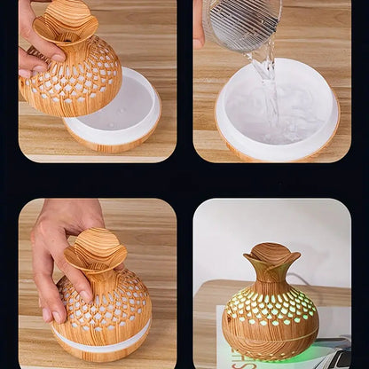 Aromatherapie-luftbefeuchter Mit LED – Diffuser In Holzoptik & Nachtlicht