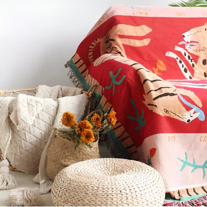 Leopard gewebte Quasten-Decke
