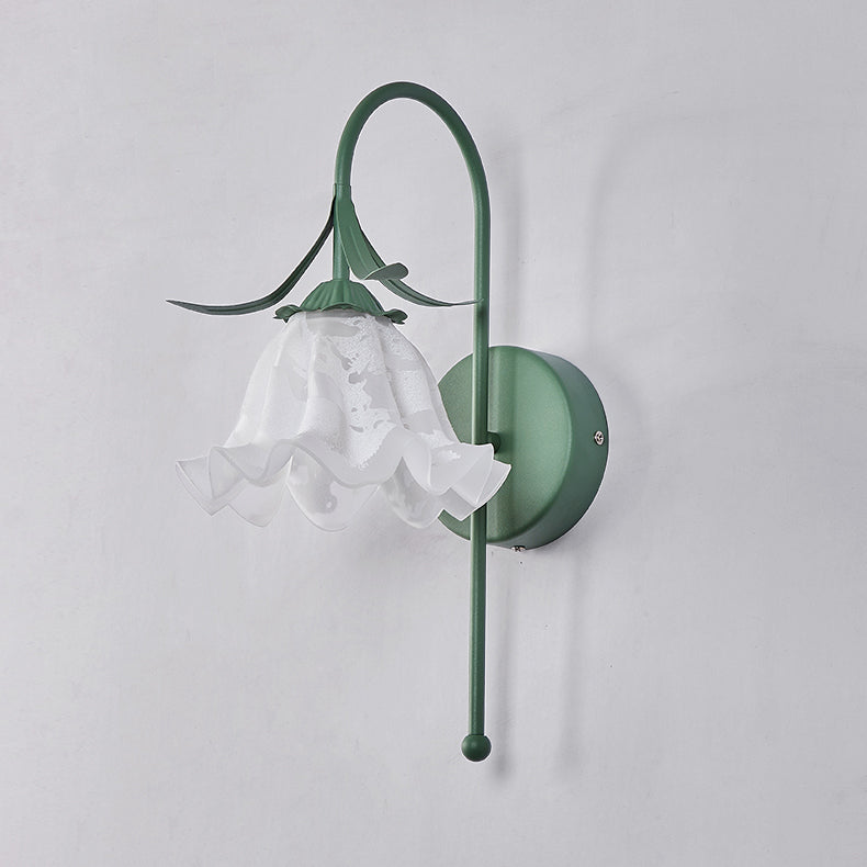 Garduru Wandlampe Nordic Vintage Design | Kürbisglas | Florales Muster | 1-Flammig | Wandleuchte