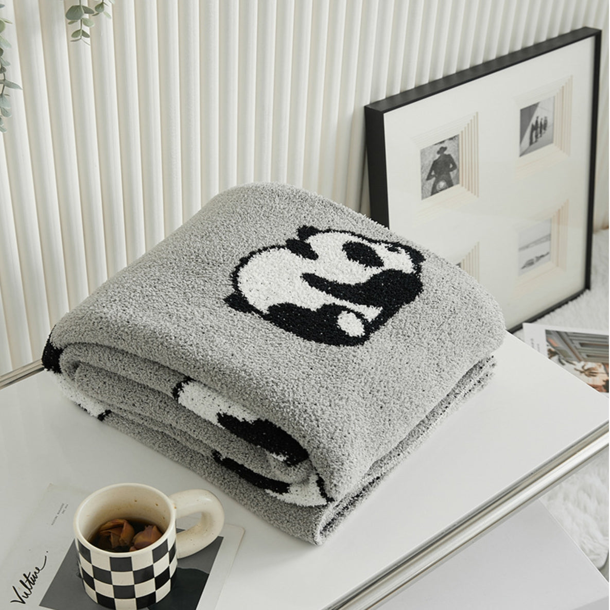 Süßes Panda weiches Strickwurfdecke