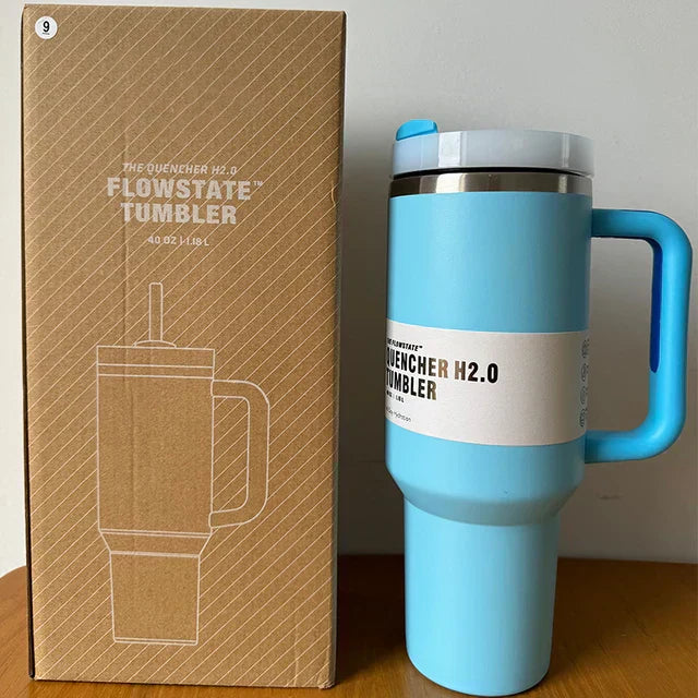 40 Oz Isolierter Edelstahl Reisebecher mit Henkel, Auslaufsicherem Deckel & Strohhalm
