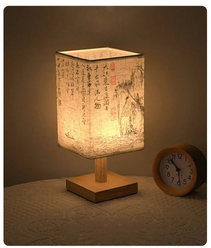 Garduru Tischlampe mit Stoffschirm | Dimmbares Nachtlicht im chinesischen Stil | Elegante Nachttischlampe & Schreibtischlampe - Konsta