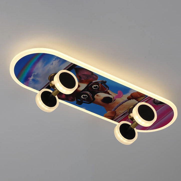 Garduru LED Deckenleuchte | Cartoon Skateboard Design | Kinderzimmer Beleuchtung | Dimmbar | Acryl