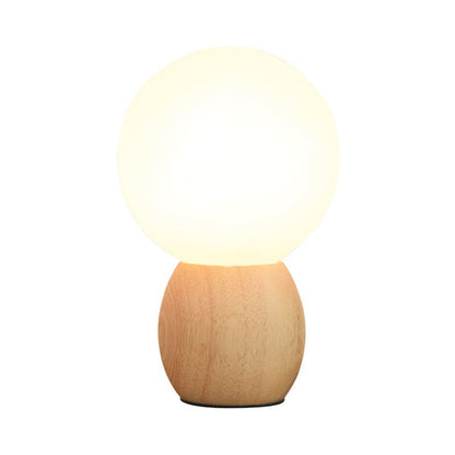 Elegante Nachttischlampe mit Holzfuß und Glasschirm | GlowLuxury