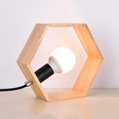 Garduru | Stilvolle Holztischlampe im Sechseck-Design für ein warmes, gemütliches Zuhause