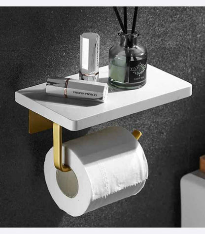Toilettenpapierhalter Wandmontiert Natürlicher Marmor Gebürstetes Gold