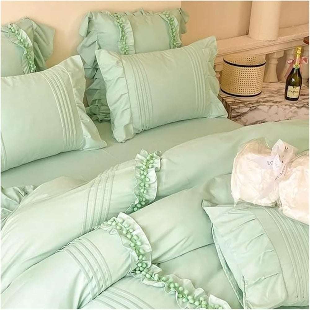 Viktorianisches Rüsch Falten Bettwäsche Set