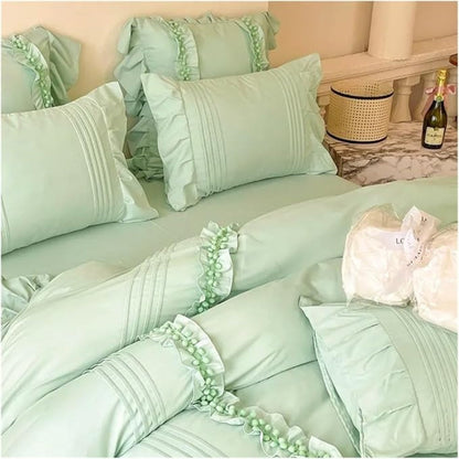 Viktorianisches Rüsch Falten Bettwäsche Set